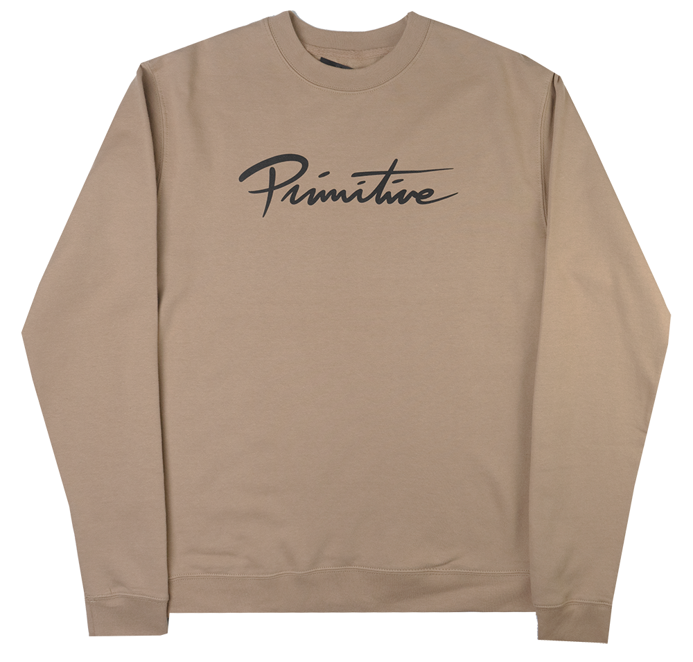 PRIMITIVE NUEVO CREWNECK SAND - LOGO SCRIPT