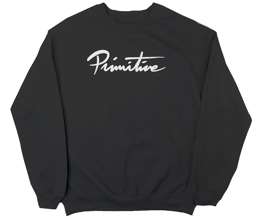 PRIMITIVE NUEVO CREWNECK BLACK - LOGO SCRIPT