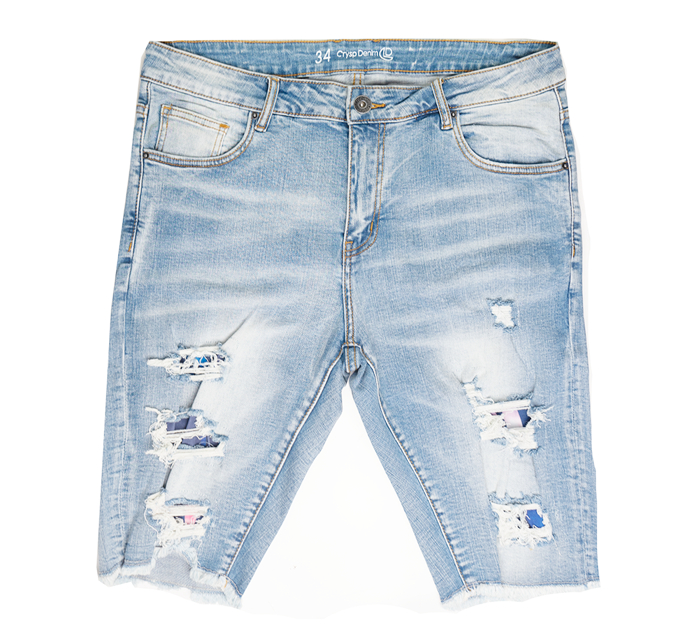 CRYSP DENIM CUT OFF SHORTS BLUE - CRYSPSM121-103