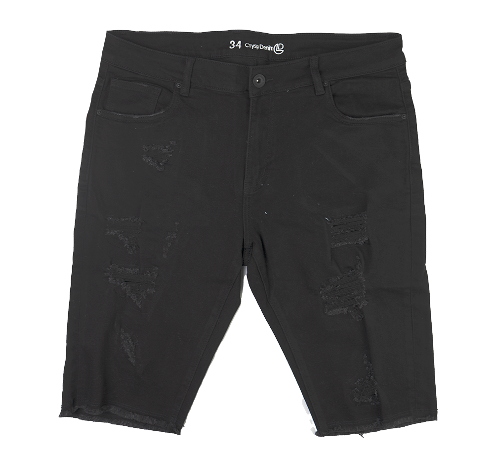 CRYSP DENIM CUT OFF SHORTS BLACK - CRYSPU119-119