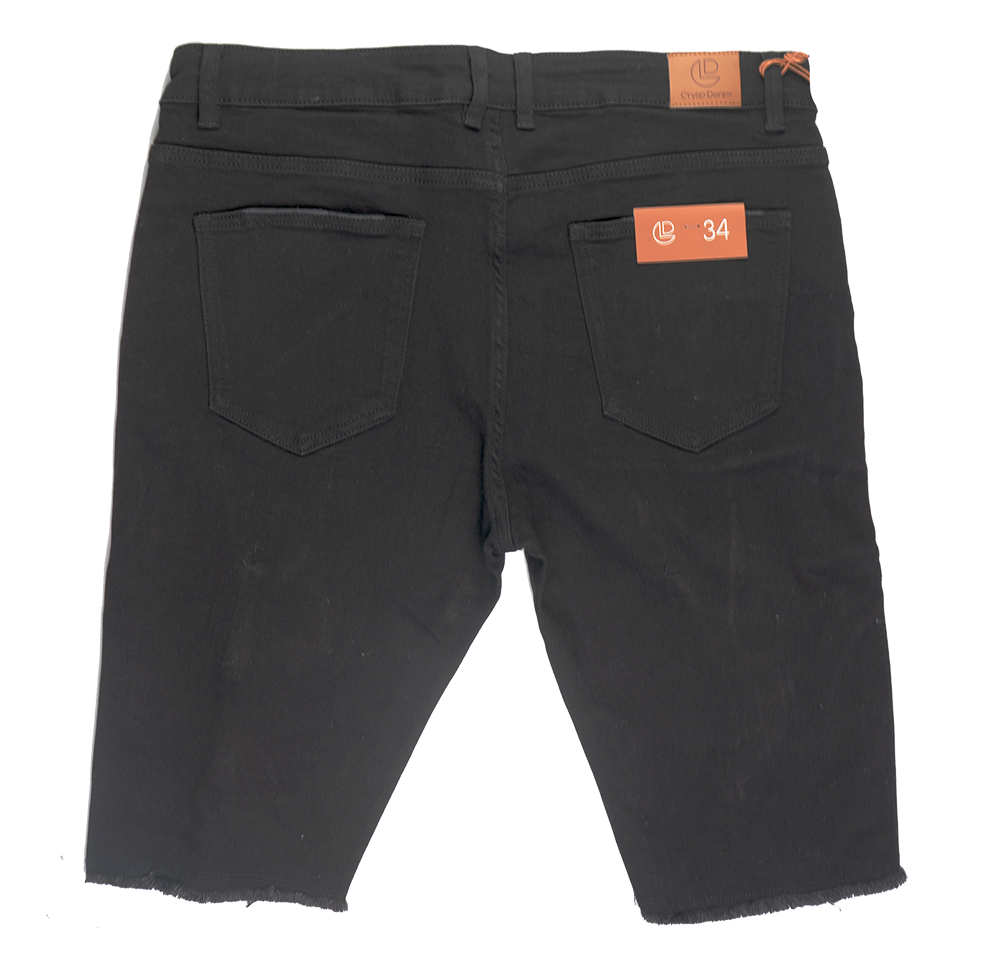 CRYSP DENIM CUT OFF SHORTS BLACK - CRYSPU119-119