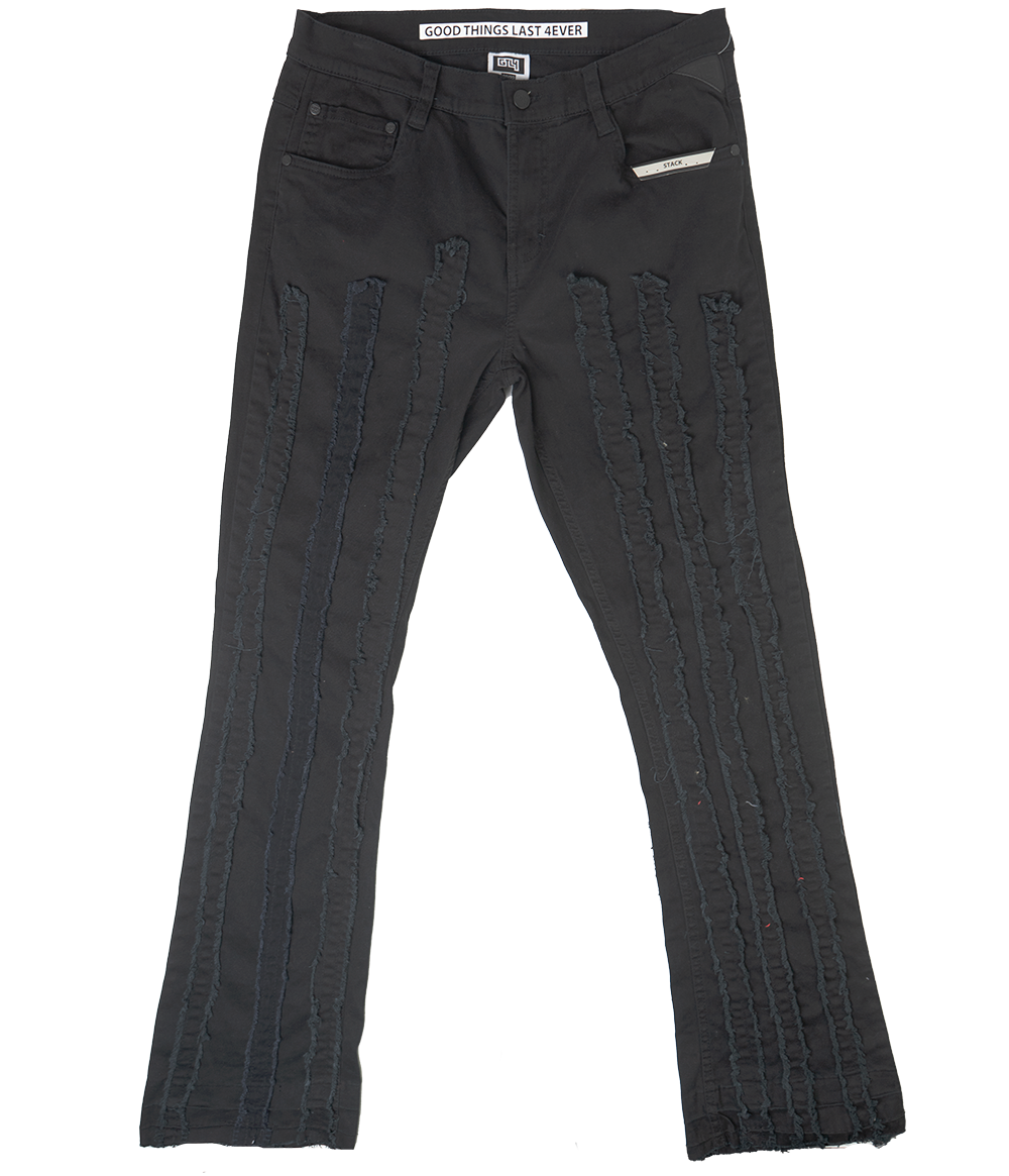 GTL4 STACKED FRAYED JEANS BLACK - G241A-4509