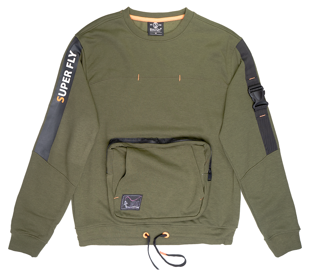 SWITCH BUCKLE & POCKET CREWNECK OLIVE - SF9222