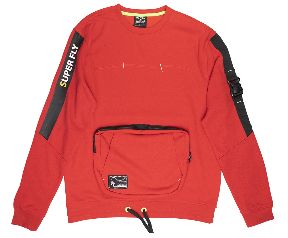 SWITCH BUCKLE & POCKET CREWNECK RED - SF9222