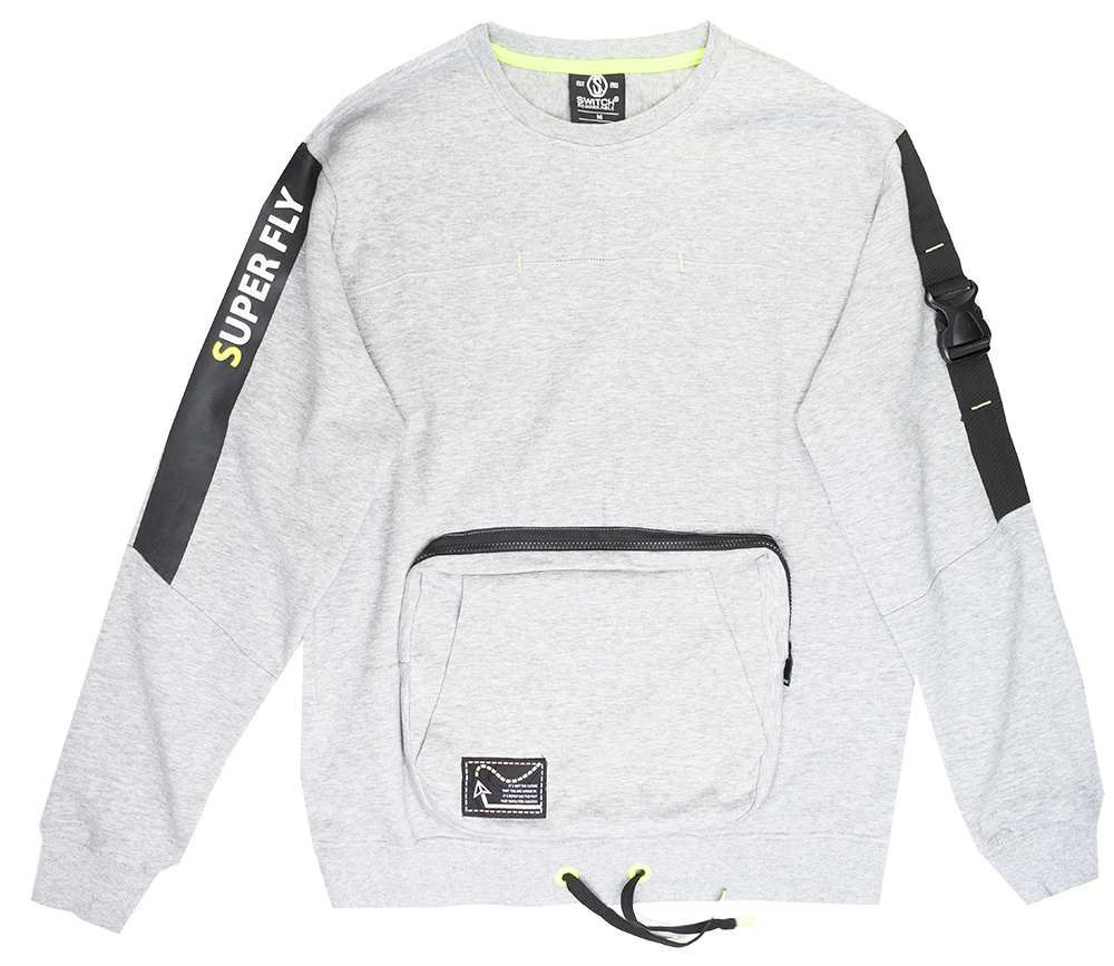 SWITCH BUCKLE & POCKET CREWNECK H.GREY - SF9222