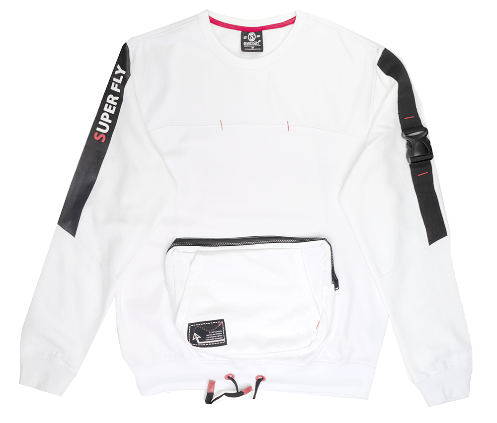 SWITCH BUCKLE & POCKET CREWNECK WHITE - SF9222