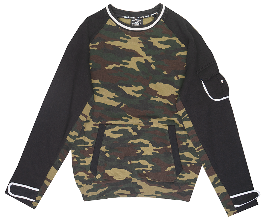 SWITCH CARGO POCKET CREWNECK CAMO - SF9206