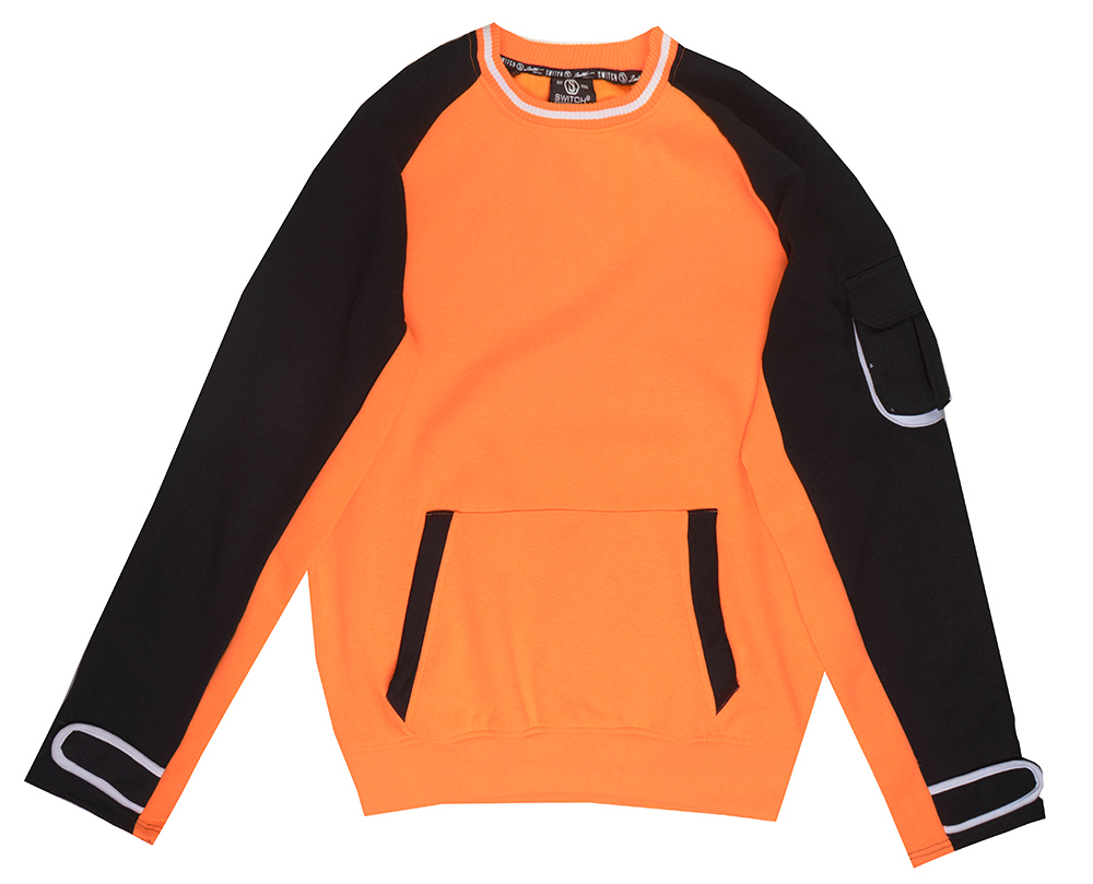SWITCH CARGO POCKET CREWNECK NEON ORANGE - SF9206