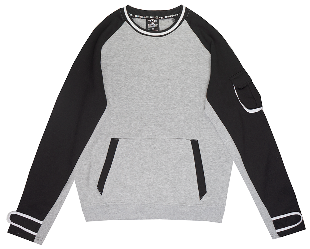 SWITCH CARGO POCKET CREWNECK H.GREY - SF9206