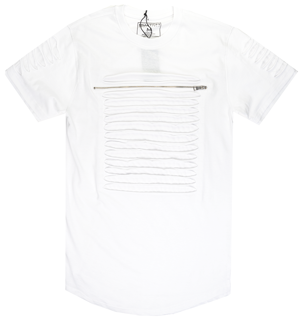 SWITCH RIPPED SCALLOP T-SHIRT WHITE/WHITE - SS7042