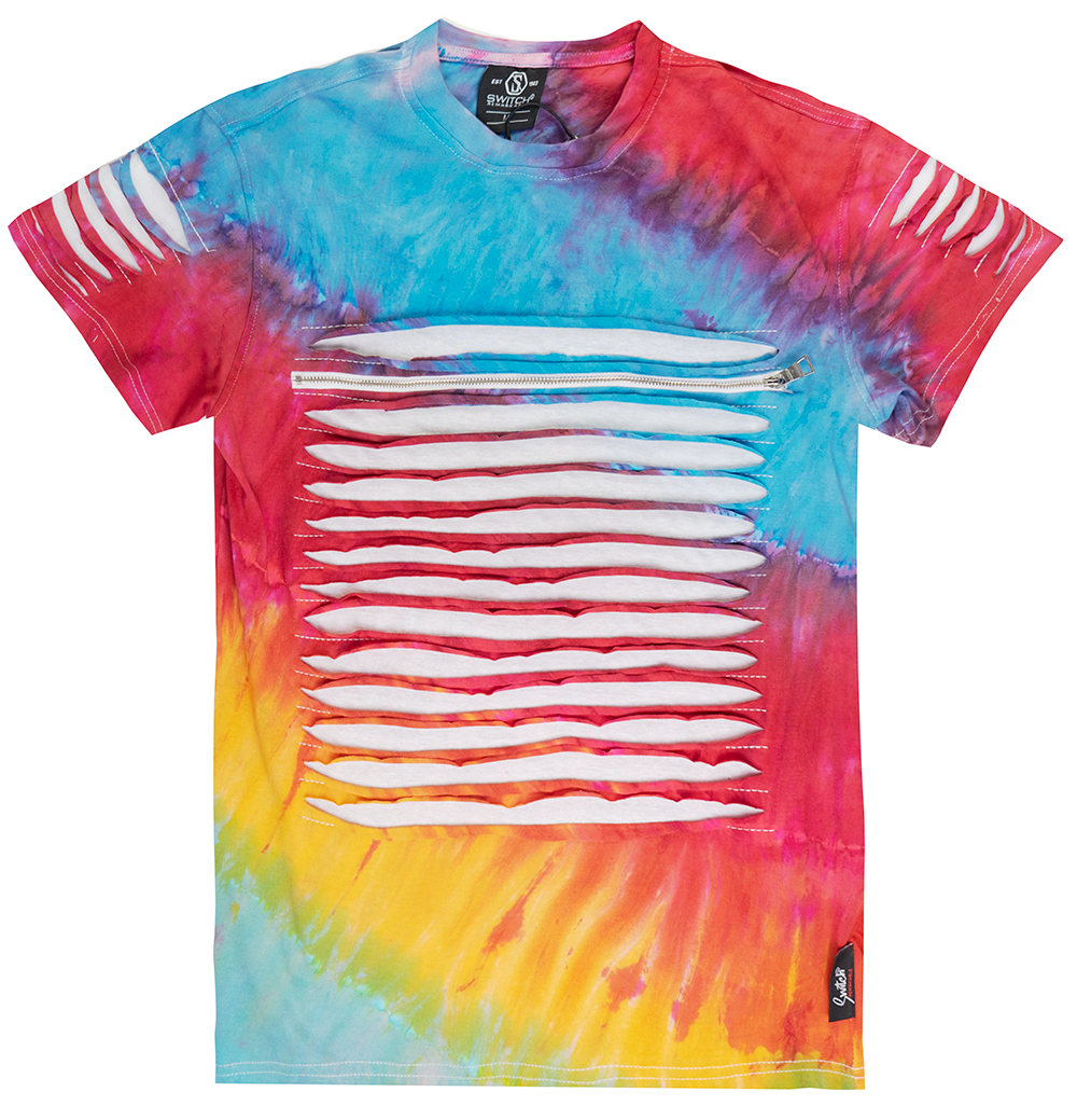SWITCH RIPPED TIE DYE T-SHIRT RED - SS0080