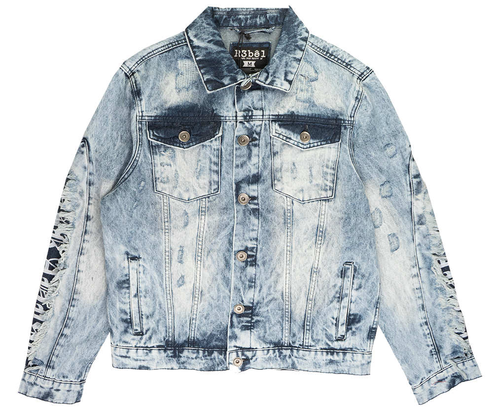 REBEL DENIM FRAYED JACKET LT BLUE - 641-521