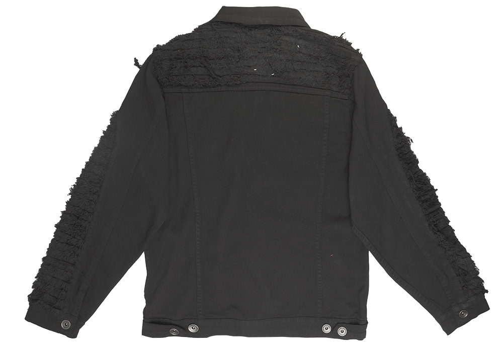 REBEL DENIM FRAYED JACKET BLACK - 641-552