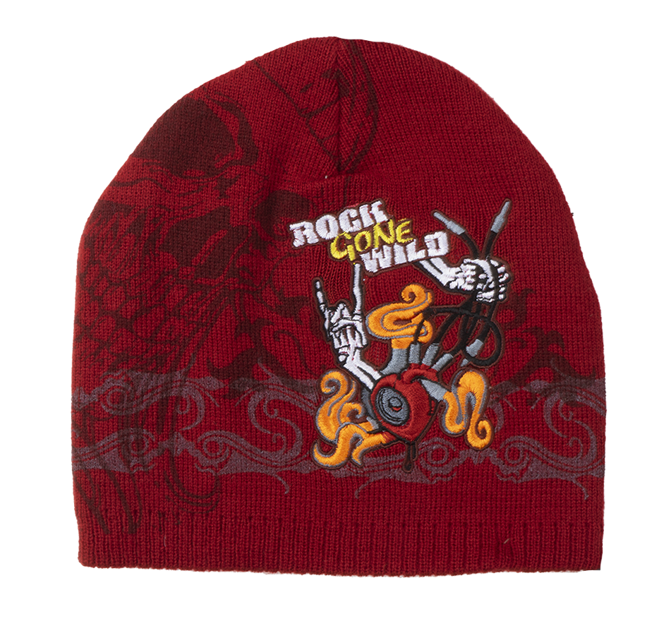 ROCK GONE WRONG BEANIE MAROON - JACKS SKULL