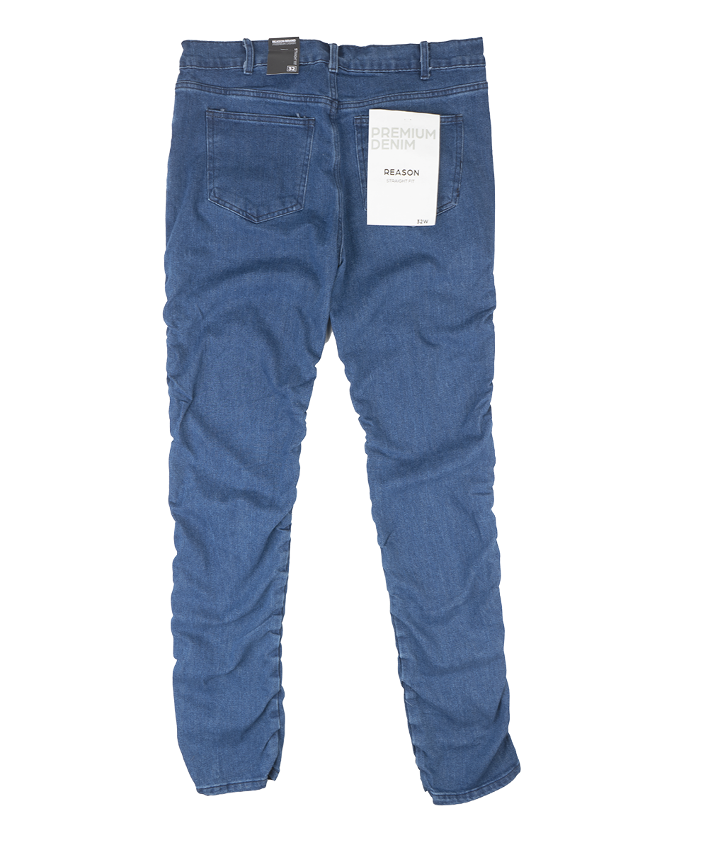 REASON RUCHED DENIM JEANS M BLUE - RB23-100