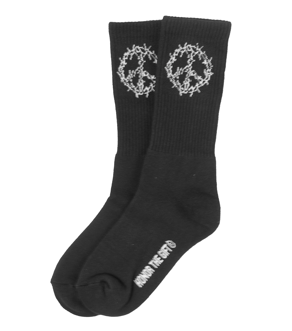 HONOR THE GIFT IRON PEACE RIBBED SOCKS BLACK - HTG220382