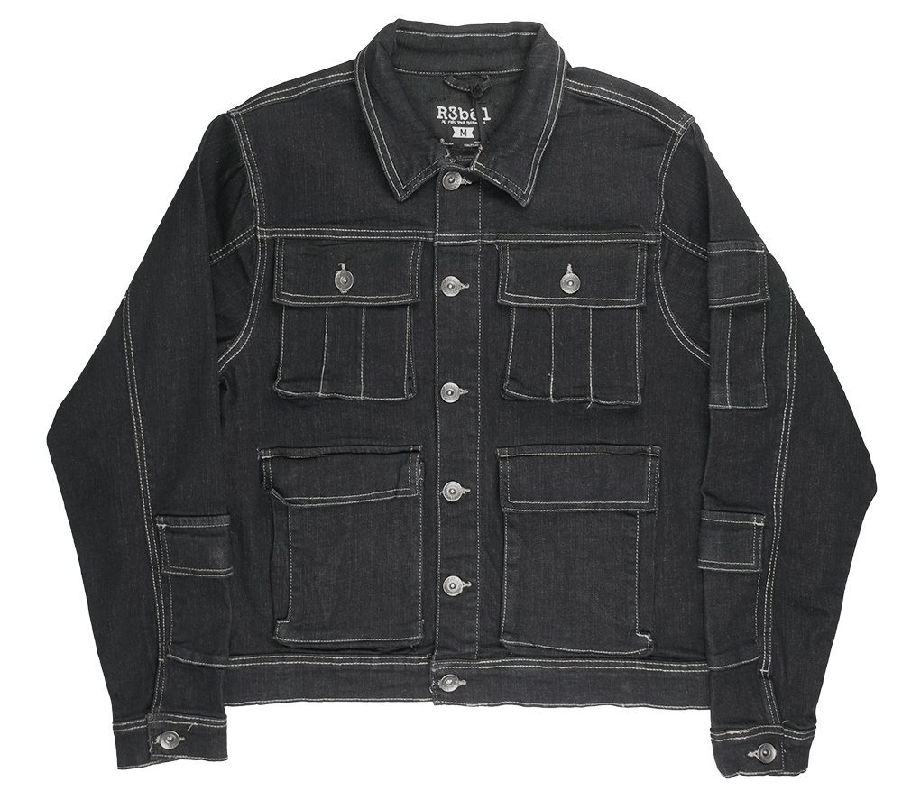 R3BEL DENIM CARGO JACKET BLACK - 632-515