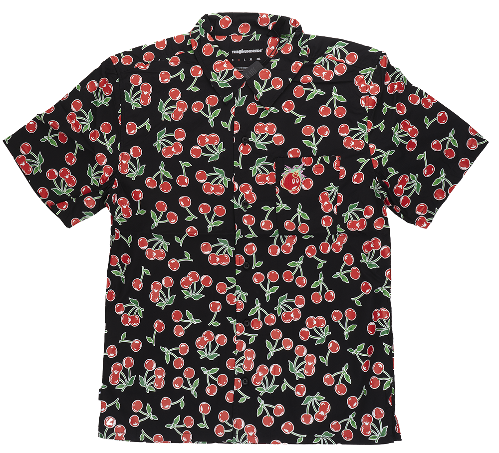 THE HUNDREDS CHERRIES BUTTON DOWN BLACK - L22F108006