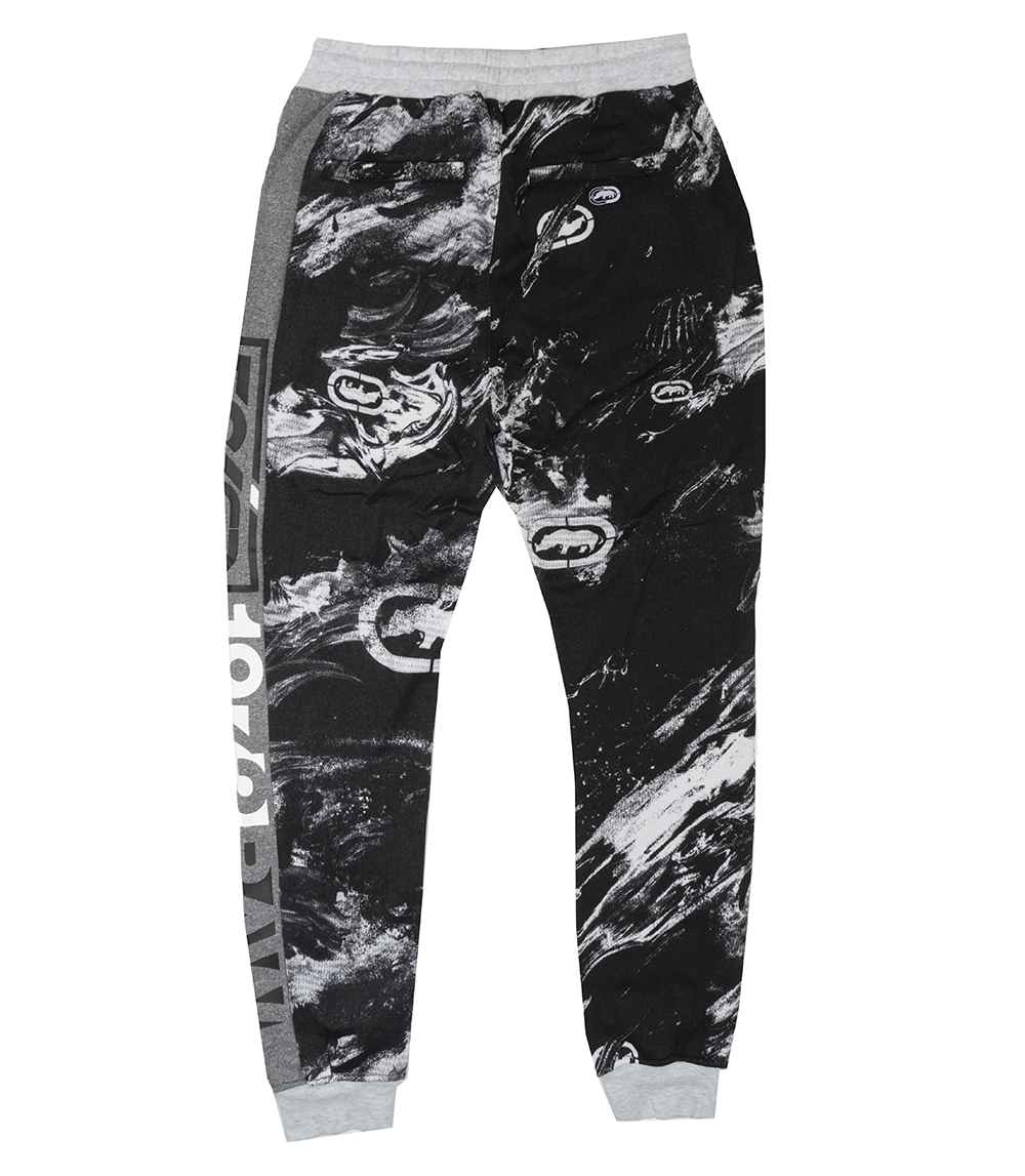 ECKO UNLTD FLEECE JOGGER PANTS WHT MARLED/BLK - EO12G740