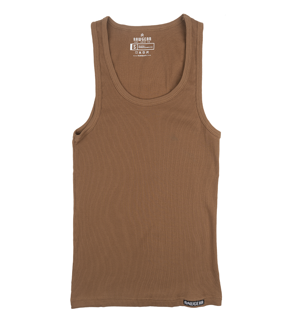 RAW GEAR RIB-KNIT TANK TOP CLAY - RGM-01-0110