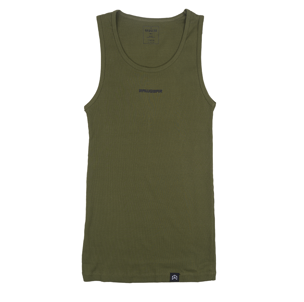 RAW GEAR RIB-KNIT TANK TOP OLIVE - RG303