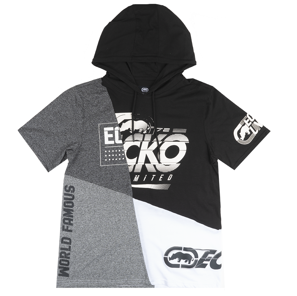 ECKO UNLTD S/S HOODIE SHIRT BLACK - E012K814