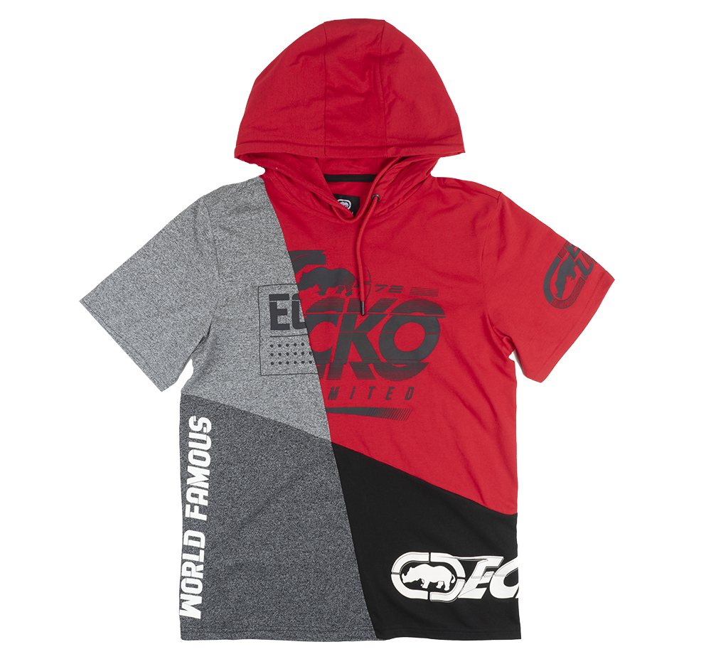 ECKO UNLTD S/S HOODIE SHIRT TRUE RED - E012K814