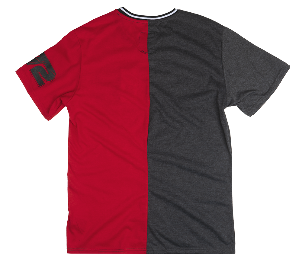 ECKO UNLTD SPLIT LOGO T-SHIRT TRUE RED/CHARCOAL HTR - E012K1052