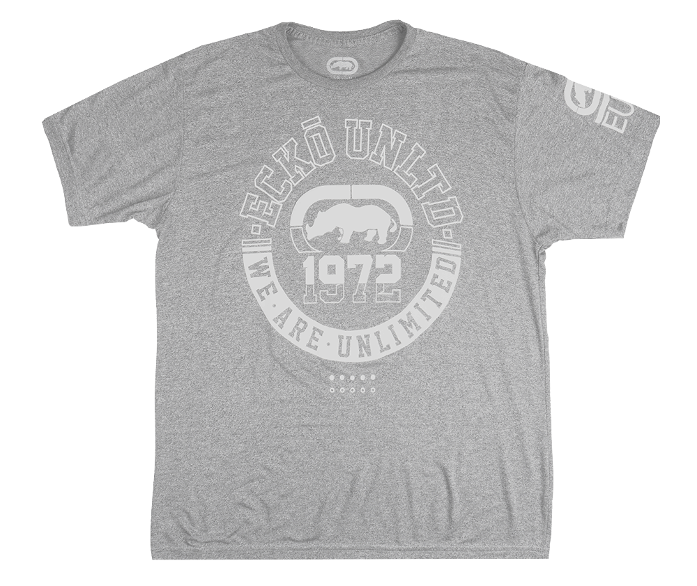 ECKO UNLTD GRAPHIC T-SHIRT TRUE GREY MARLED - E012C170