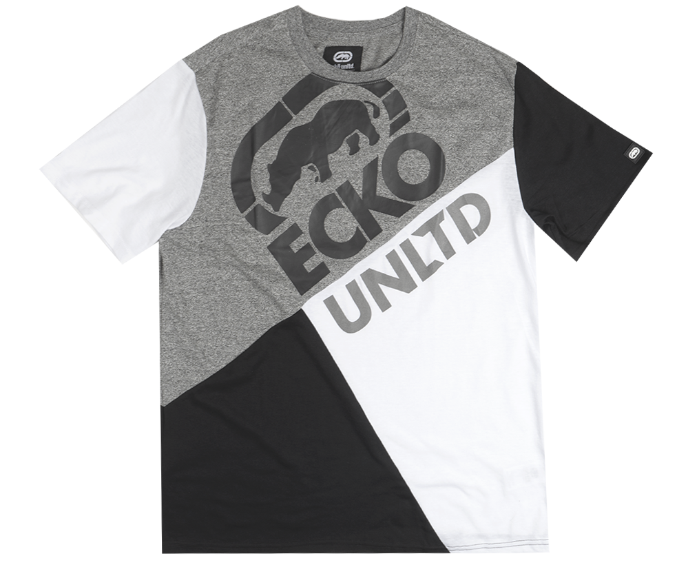 ECKO UNLTD LOGO T-SHIRT GREY MARLED/WHT - E012K927