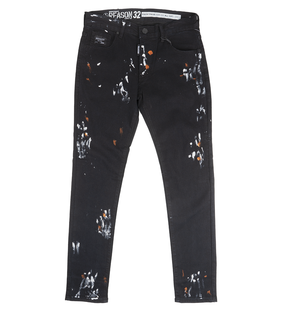 REASON PAINTED DENIM JEANS BLACK - DF-18