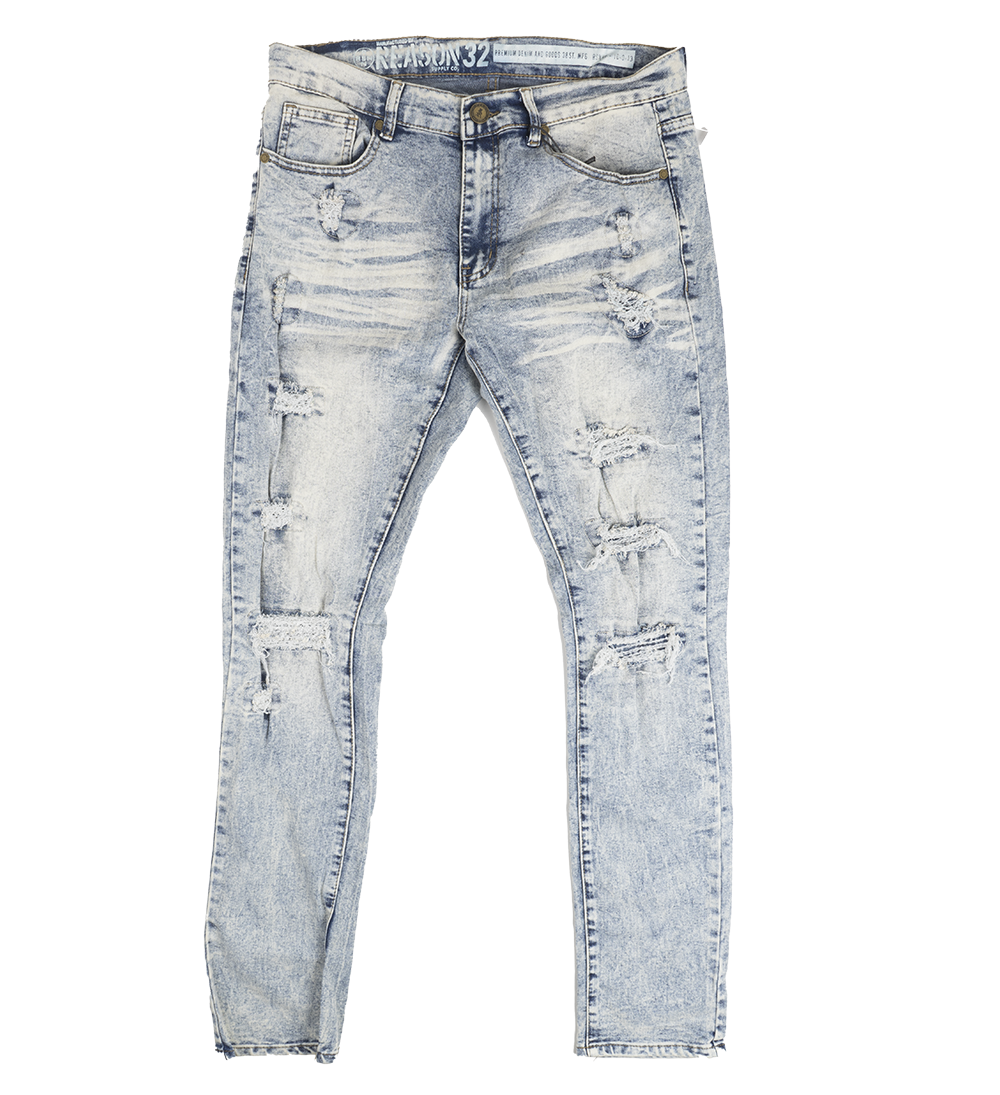 REASON DISTRESSED DENIM JEANS BLUE - DE-75