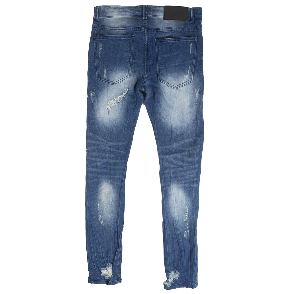 REASON DISTRESSED DENIM JEANS BLUE - DF-49