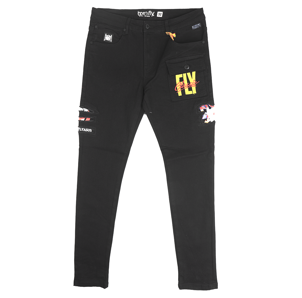 BORN FLY STRAIGHT FIT DENIM JEANS BLACK - 2208D4605