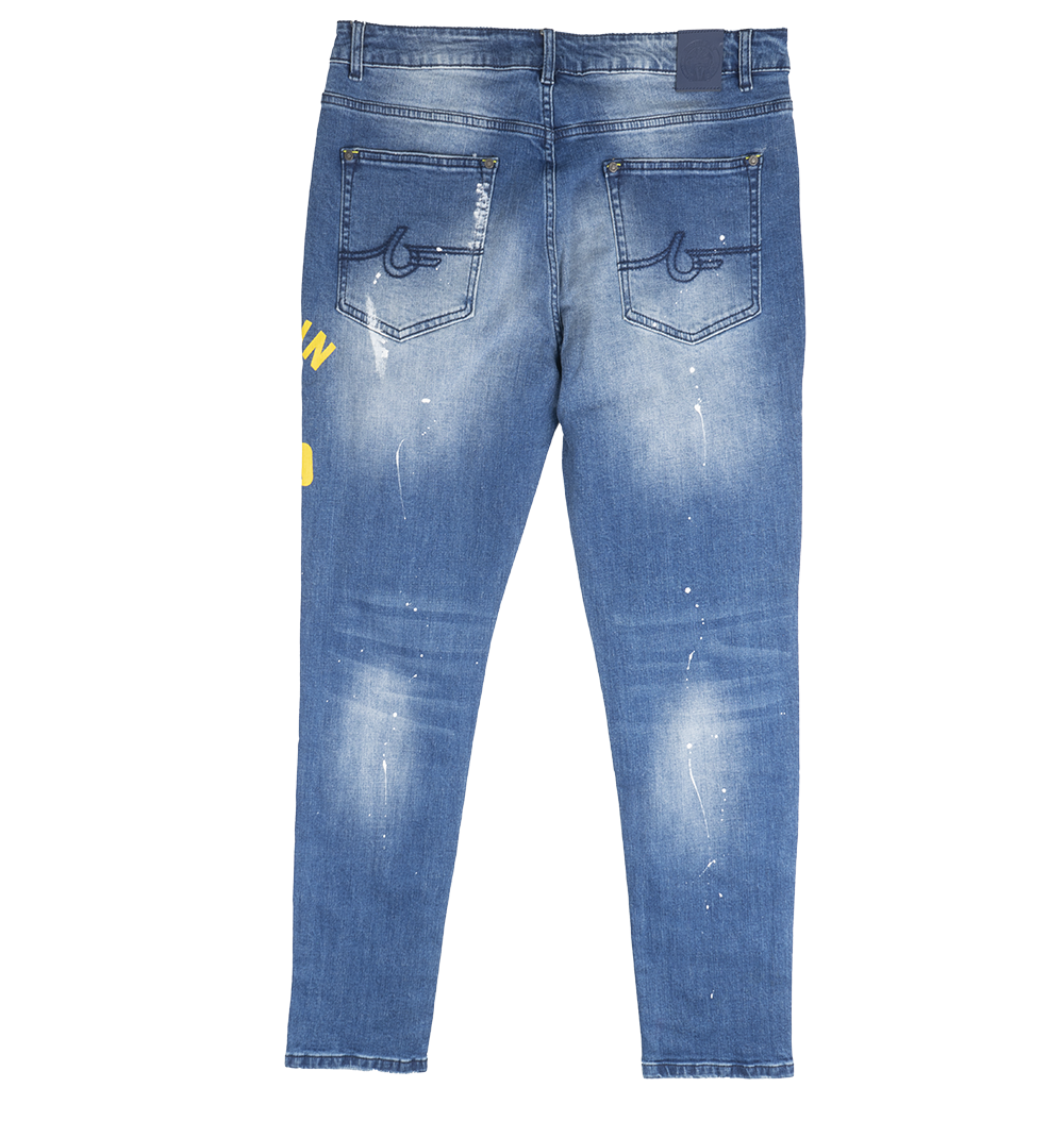 BORN FLY STRAIGHT FIT DENIM JEANS MED STONE WASH - 2208D4479