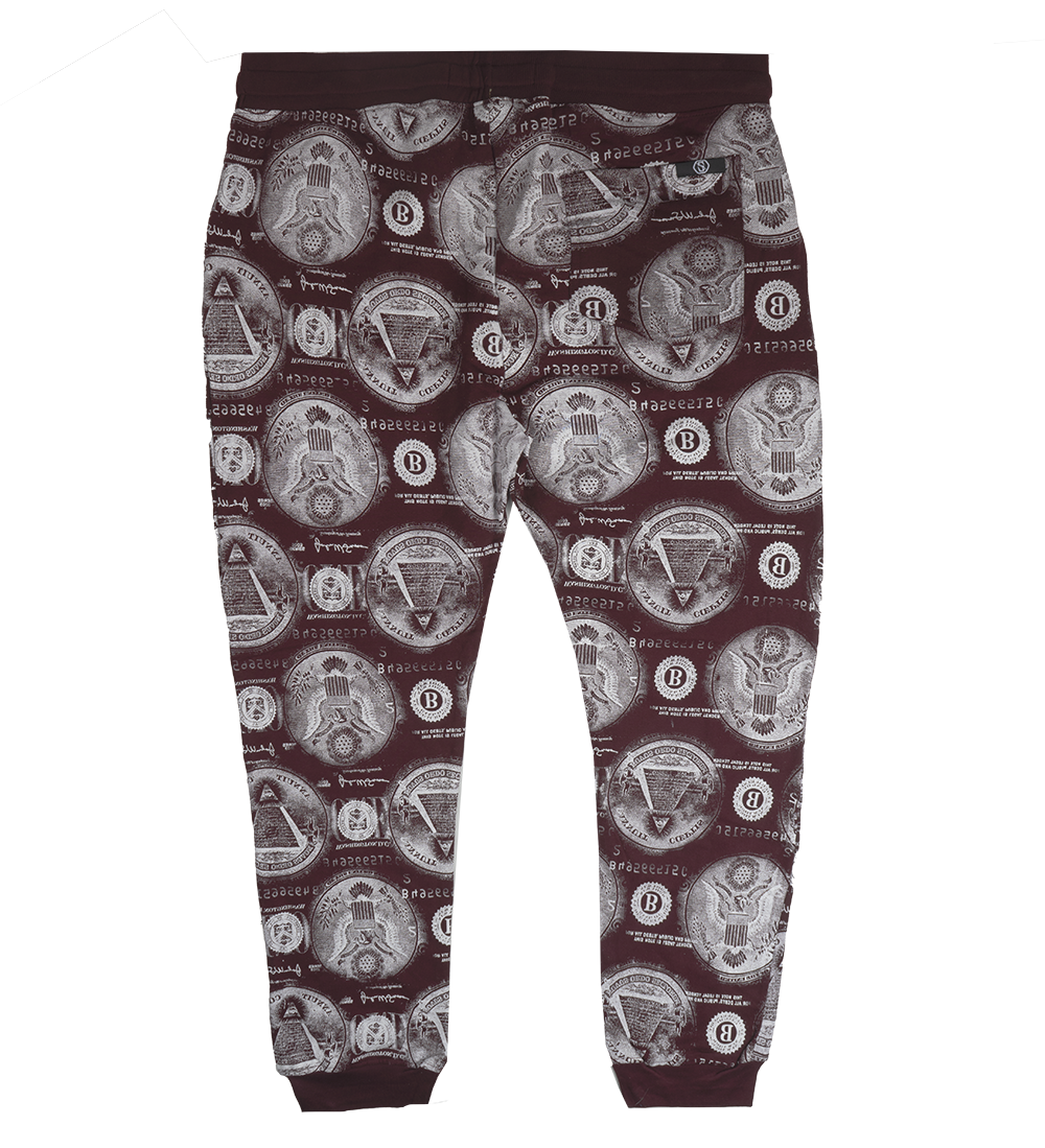 SWITCH DOLLAR SIGN JOGGER PANTS BURGUNDY - SPK5126E