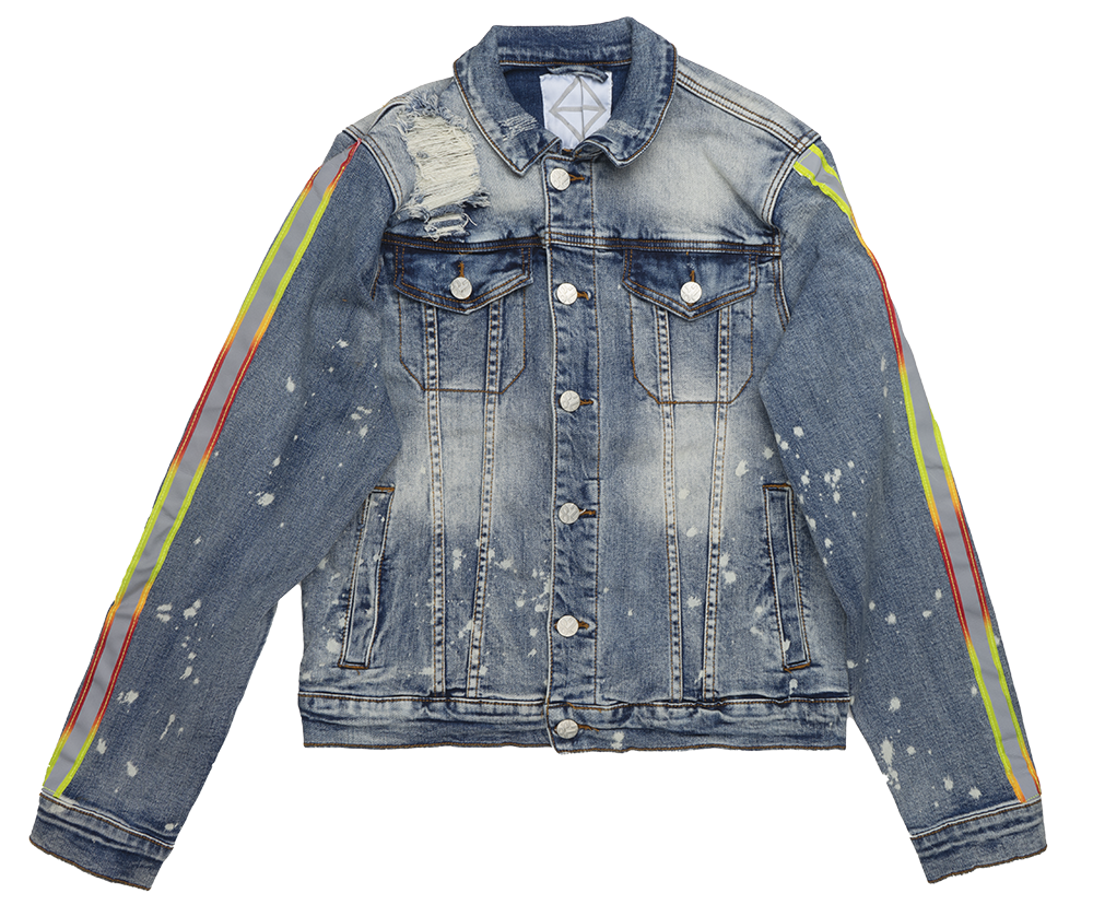 CREATE 2MRW DISTRESSED DENIM JACKET MED BLUE - CS0612