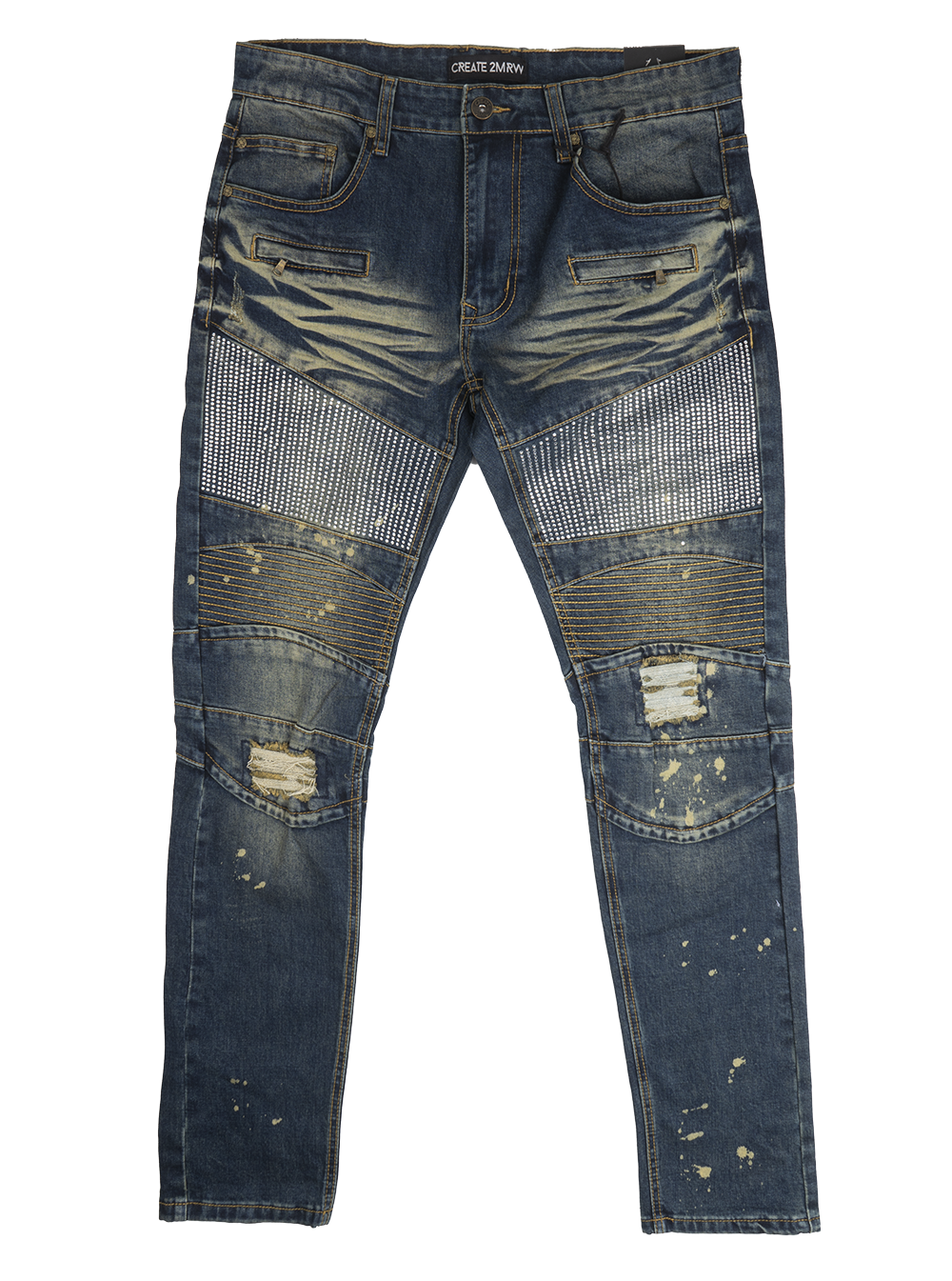 CREATE 2MRW RHINESTONE DENIM JEANS VINTAGE - CS1606