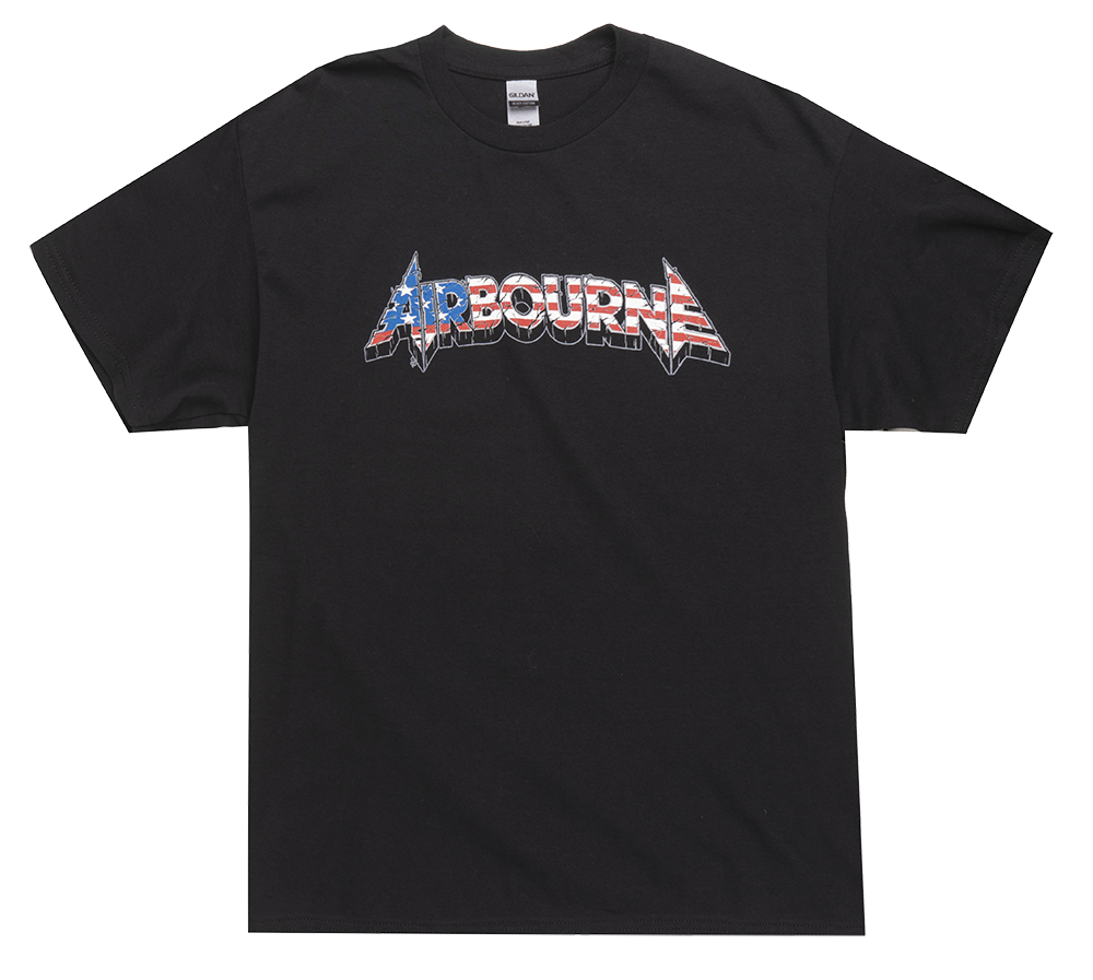 LICENSED AIRBOURNE T-SHIRT BLACK - STAR & STRIPE