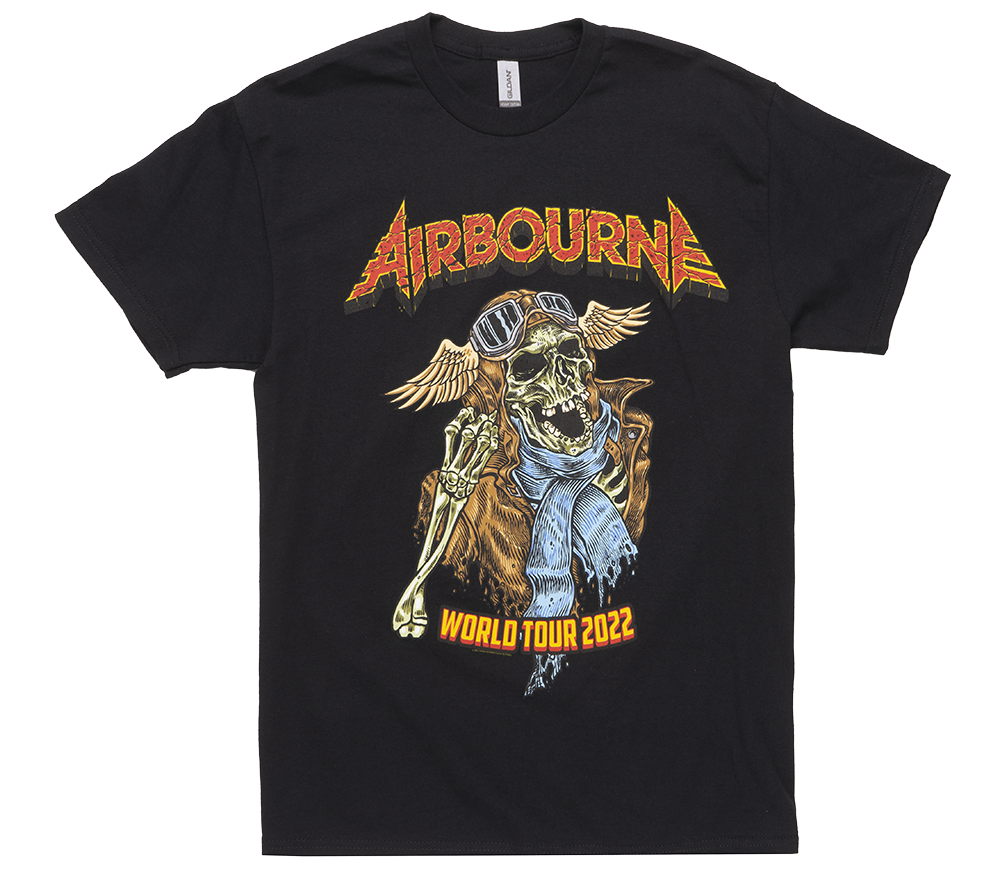 LICENSED AIRBOURNE T-SHIRT BLACK - WORLD TOUR2