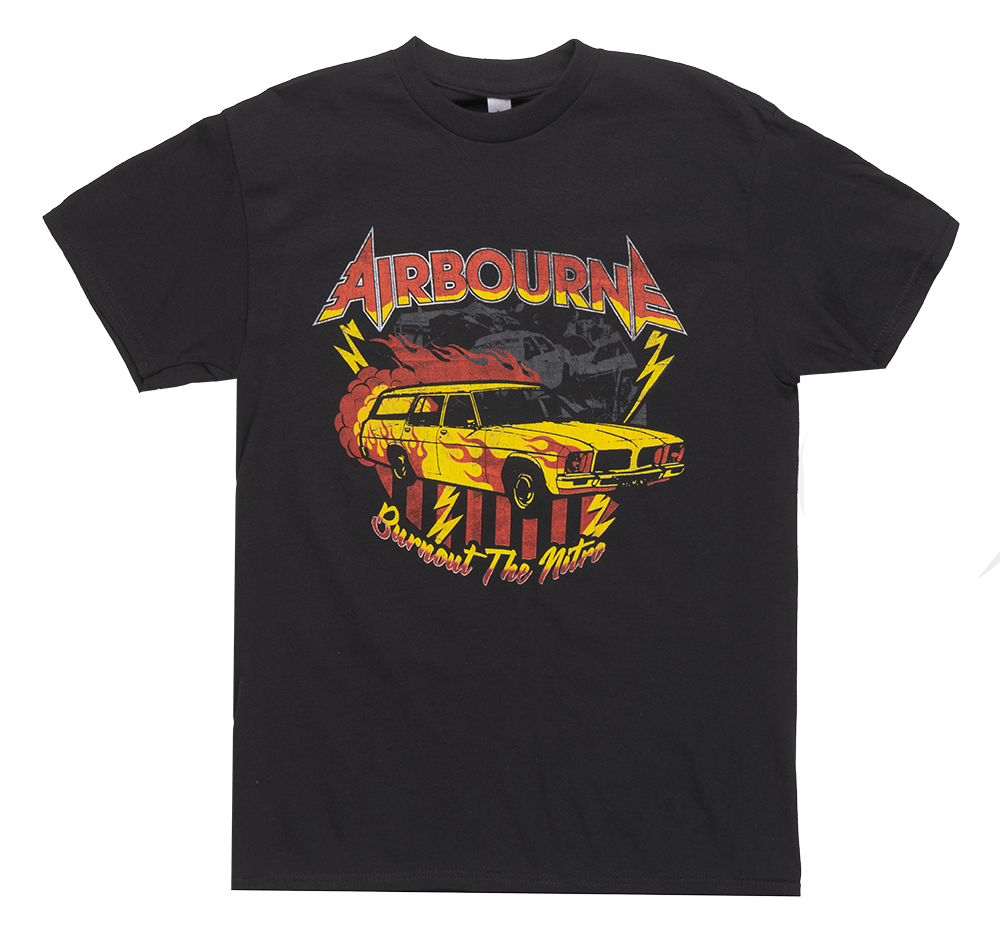 LICENSED AIRBOURNE T-SHIRT BLACK - BURNOUT THE NITRO