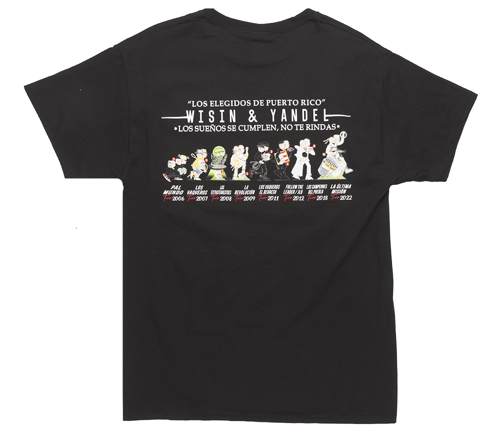 LICENSED WISIN & YANDEL T-SHIRT BLACK - PUERTO RICO TIMELINE