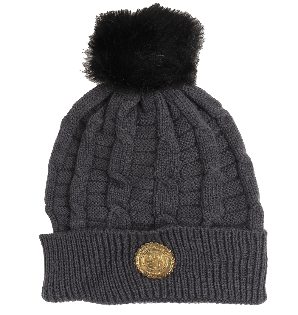 CAPITAL GAINS POM KNIT BEANIE CHARCOAL - CCG059