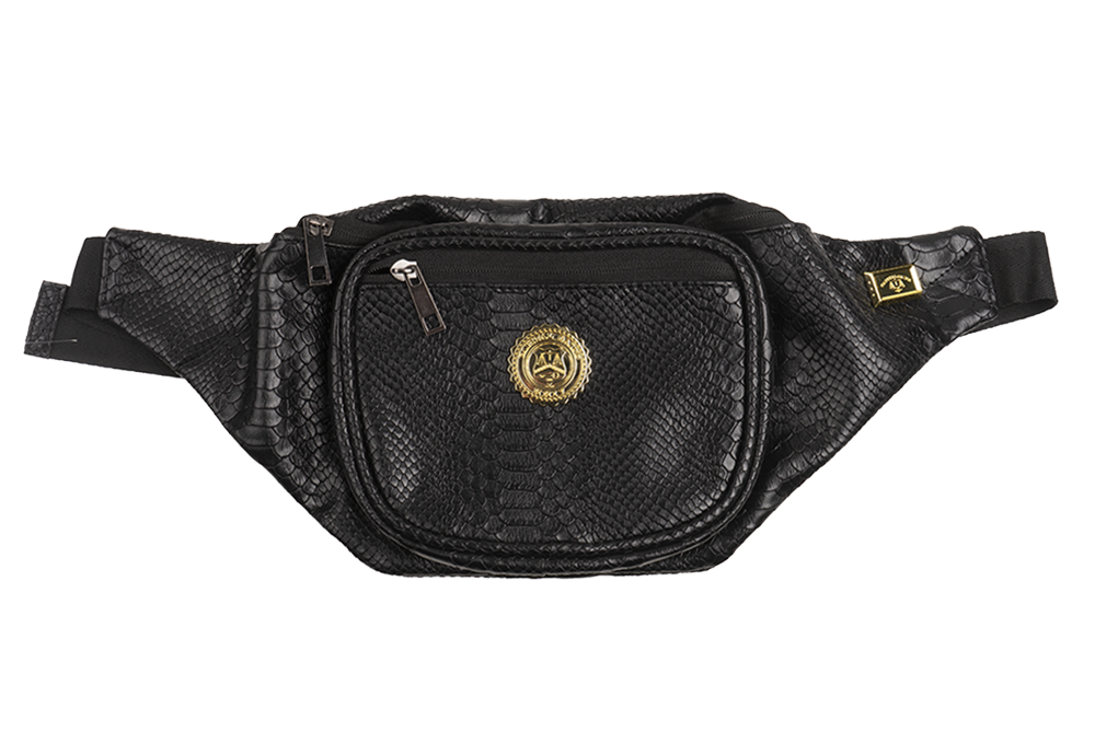 CAPITAL GAINS SNAKE LEATHER FANNY PACK BLACK - CG010