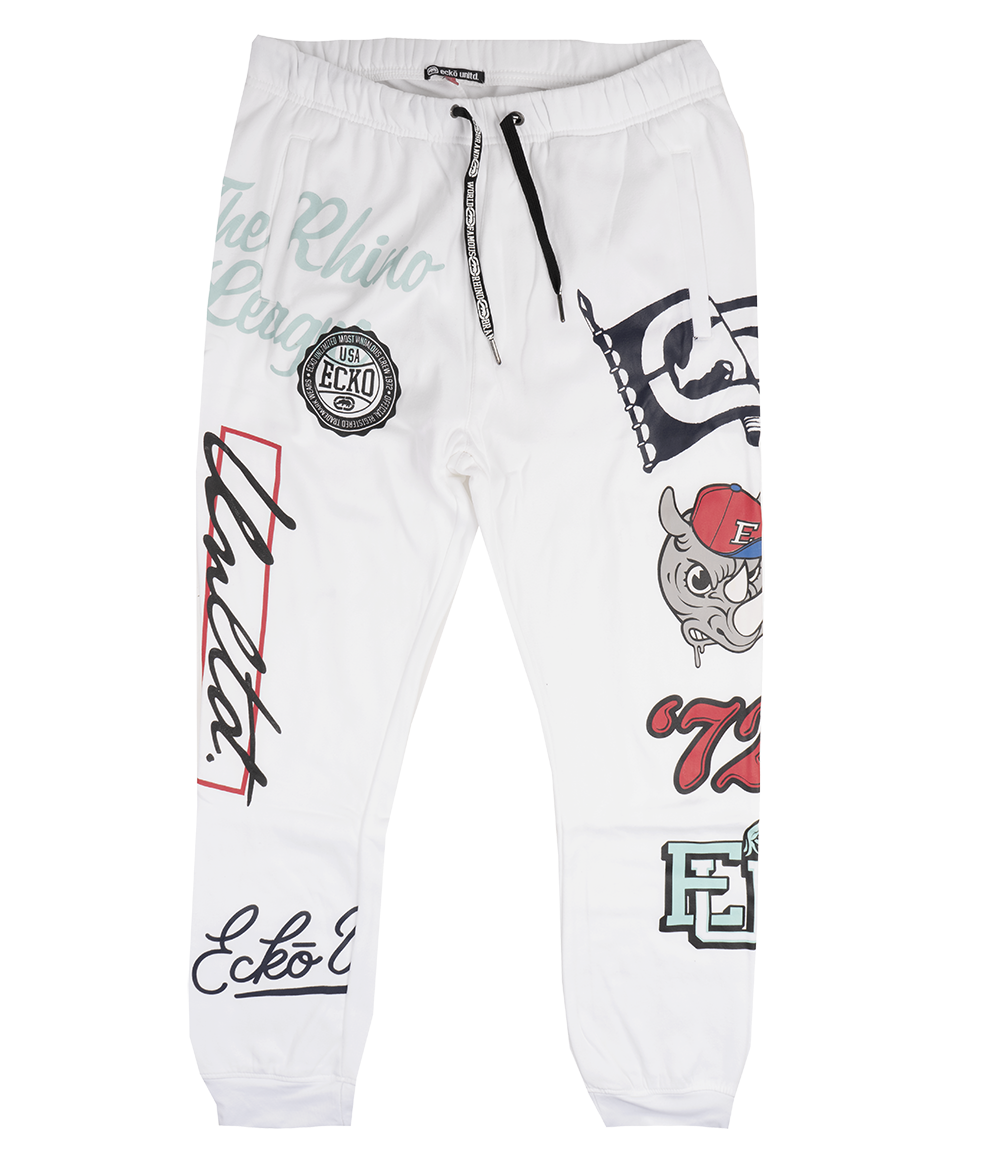 ECKO UNLTD FLEECE JOGGER PANTS WHITE - EO31G700