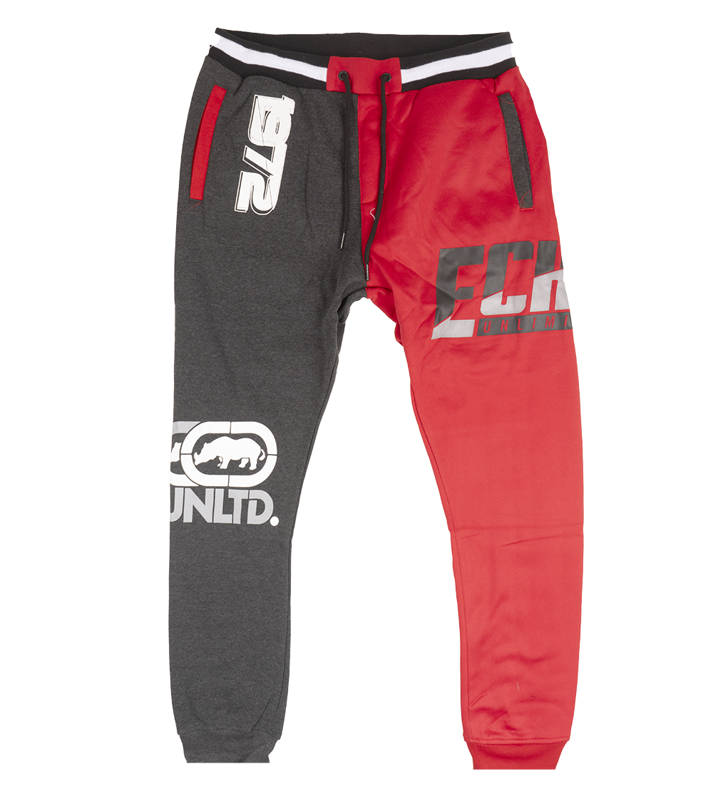 ECKO UNLTD FLEECE JOGGER PANTS TRUE RED/ CHARCOAL - EO12G776