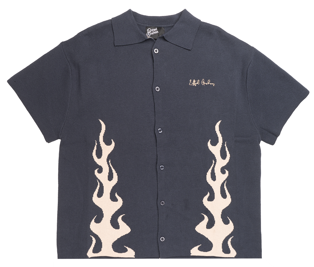 LIFTED ANCHOR S/S KNIT POLO SHIRT NAVY - LASM24-58