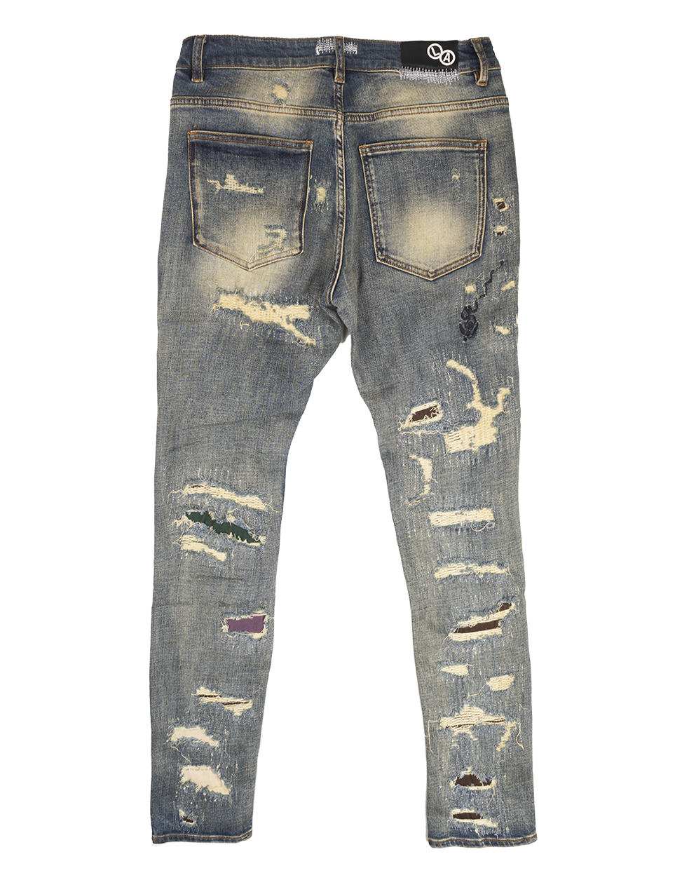 LIFTED ANCHOR RIPPED DENIM JEANS DIRTY BLUE - LAHL23-34