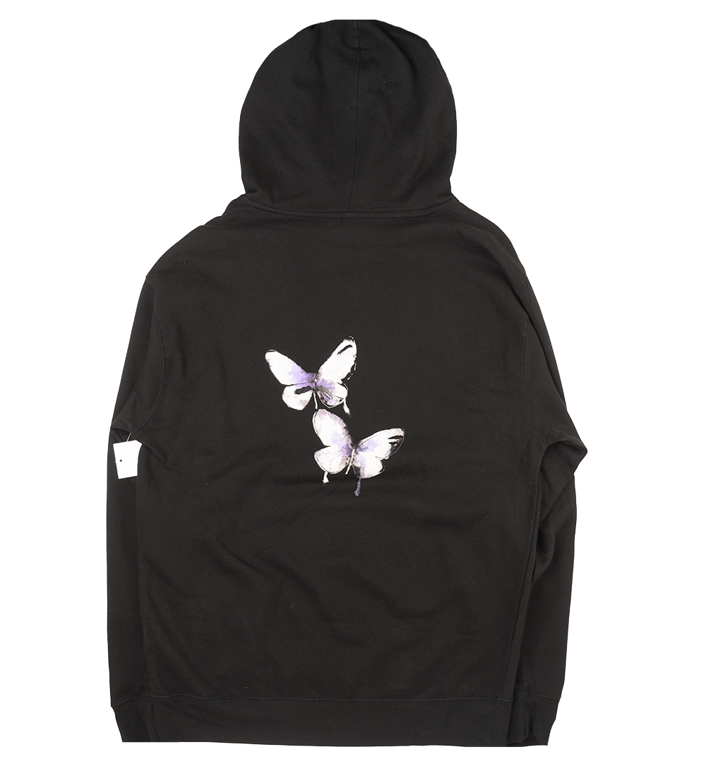 CAMILA CABELLO HOODIE BLACK WASH - BUTTERFLY