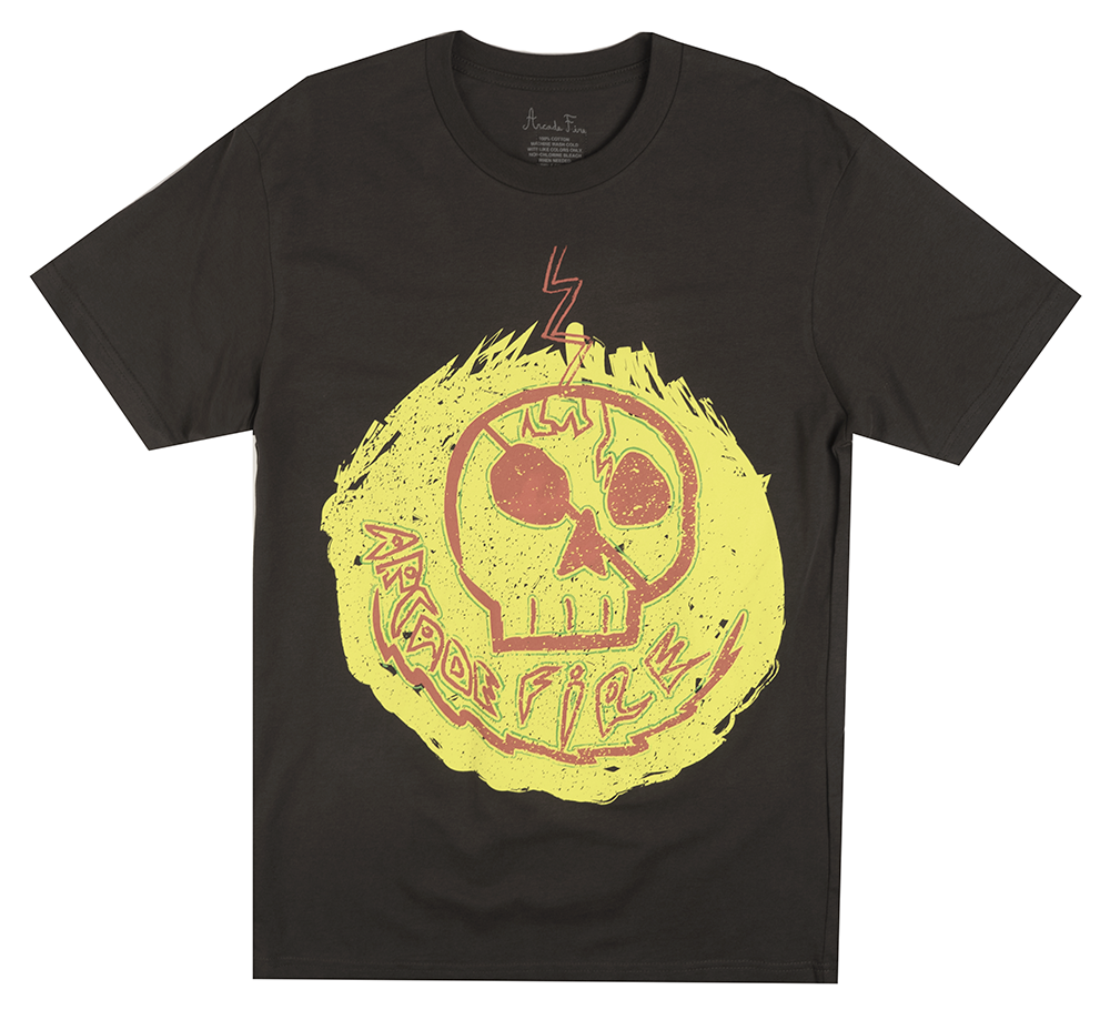 ARCADE FIRE GRAPHIC T-SHIRT GREY - SKULL